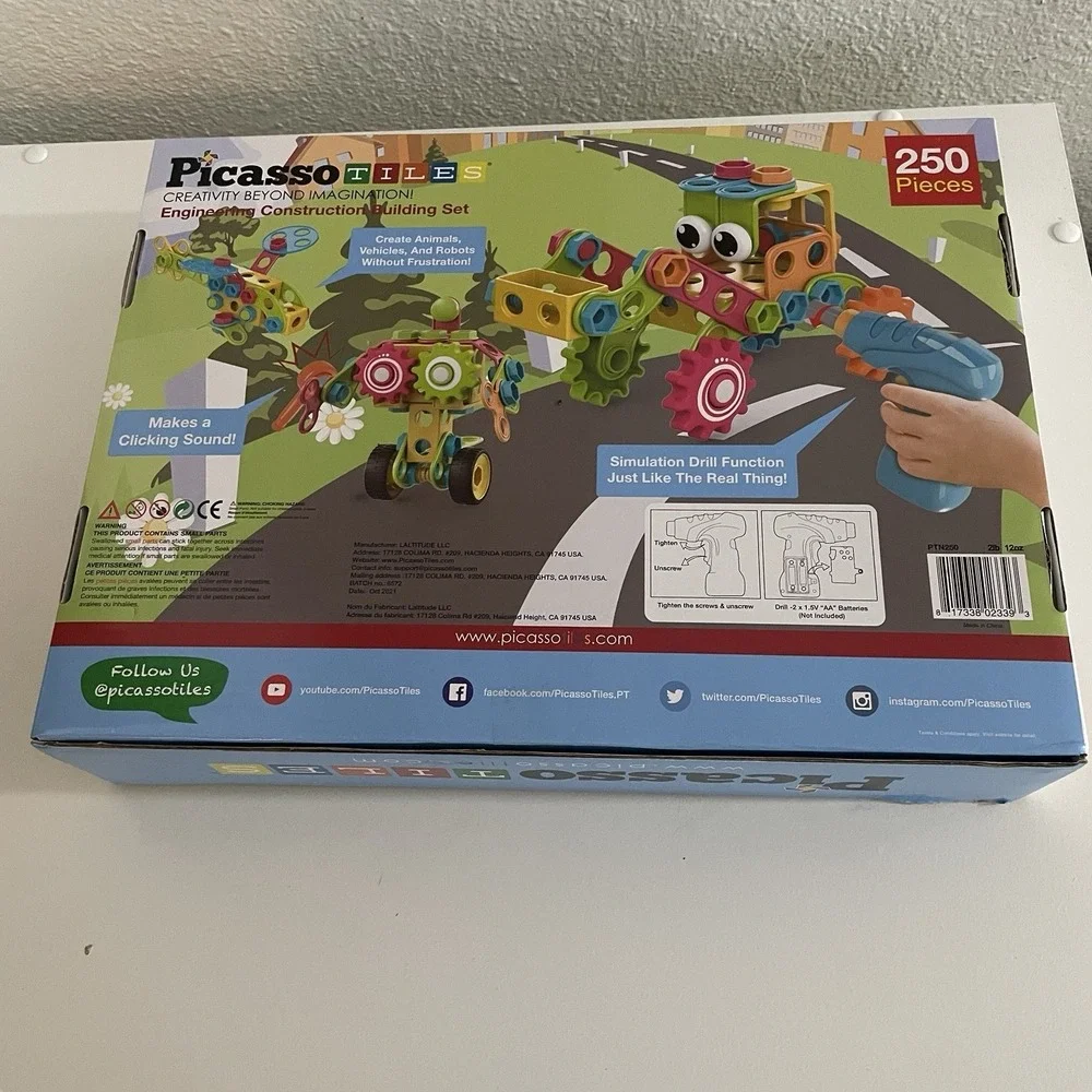PicassoTiles 237 Piece Building Block Engineering Construction Set Near Complete